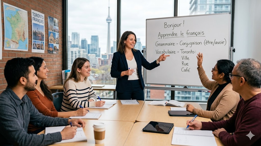 Students learning French Toronto classroom at Toronto French Academy