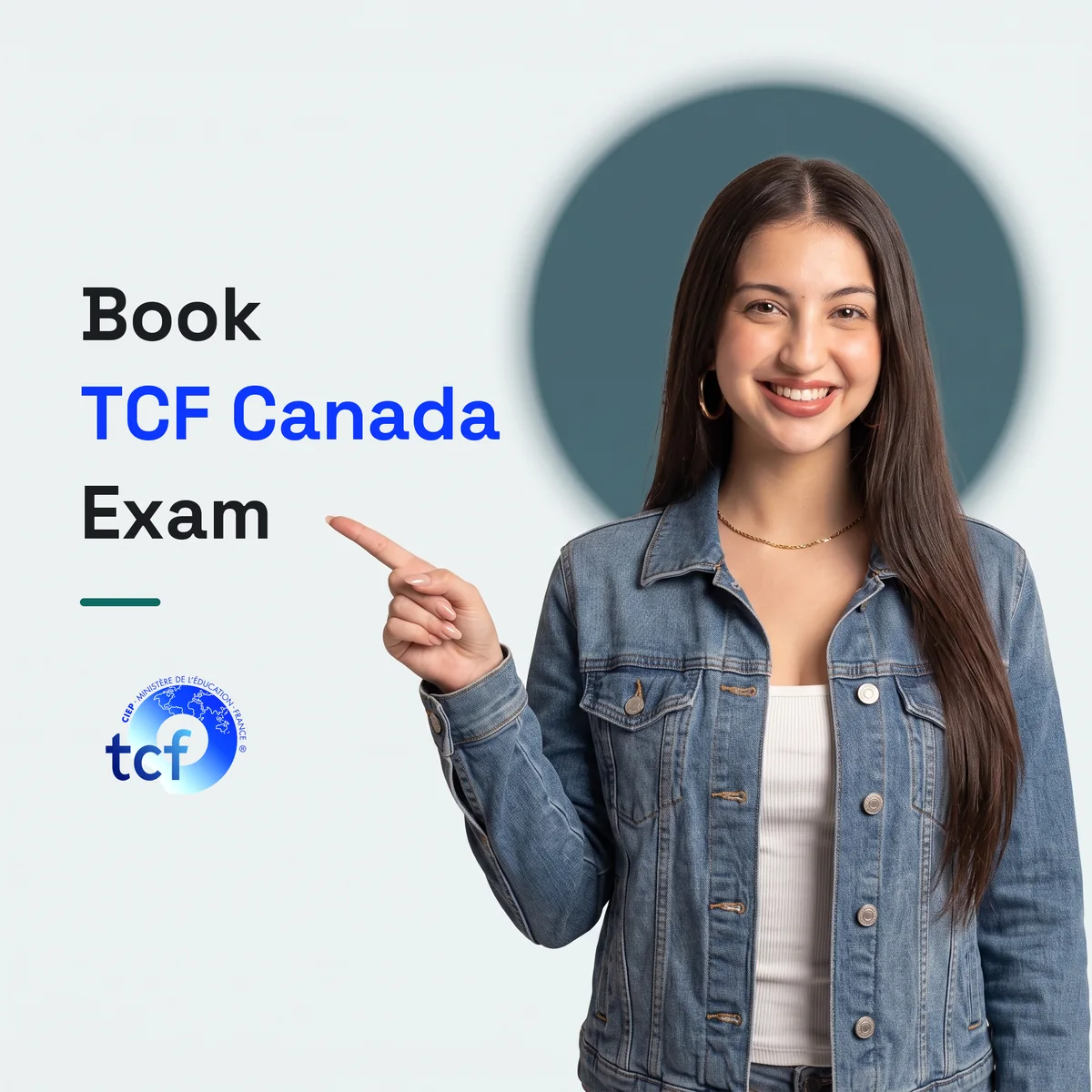 Book TCF Canada Exam — banner with the official TCF logo