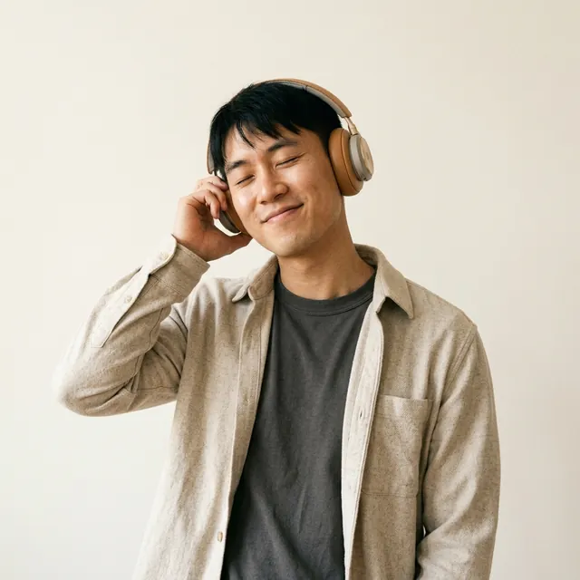 Student in headphones doing listening practice for TCF Canada prep