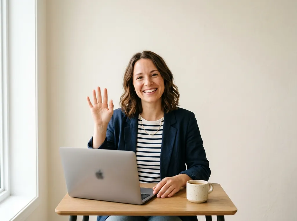 Toronto French Academy tutor waving at the start of a live online French class