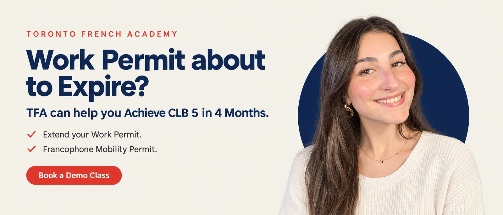 Work permit about to expire? Toronto French Academy helps you reach CLB 5 for a Francophone Mobility work permit