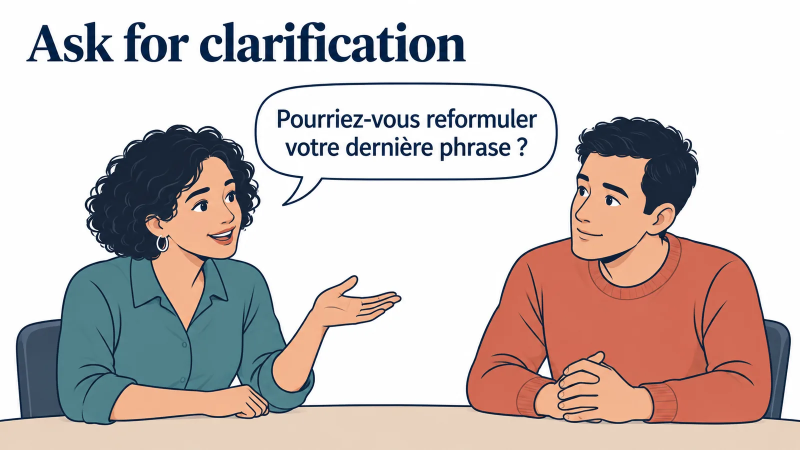TEF Canada speaking test: asking the examiner to rephrase — Pourriez-vous reformuler votre dernière phrase ?