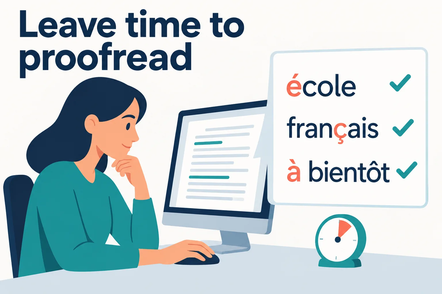 TEF Canada writing test tip: leave time to proofread the accents before the timer runs out